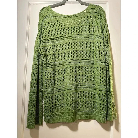 Lightweight Open-Knit Sweater in Olive Green Size Medium - Picture 6 of 7